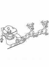 Reindeer Sleigh Claus Kerstmis Renos Noel Papa Pintar Reindeers Sheets sketch template