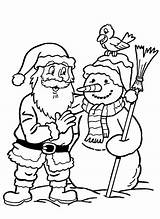 Santa Coloring Snowman Pages Claus Printable Kids Christmas Color Cartoon Book Sheets Frosty sketch template