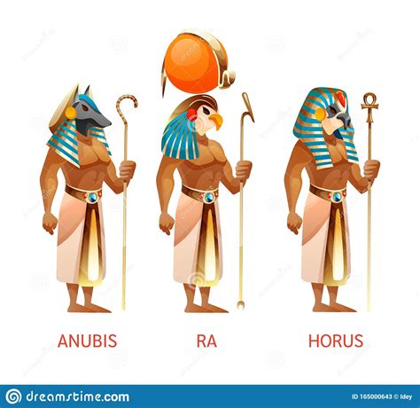 Ancient Egyptian Gods Ra Horus Anubis From Egyptian