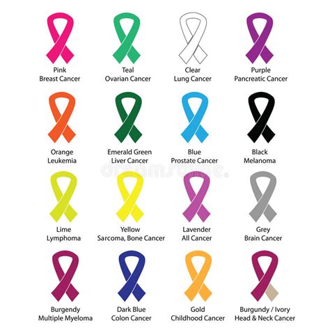 Cancer Color Ribbons Campaign Vector Stock Vector