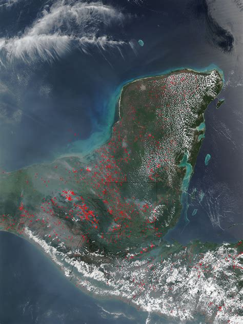 nasa visible earth fires   yucatan