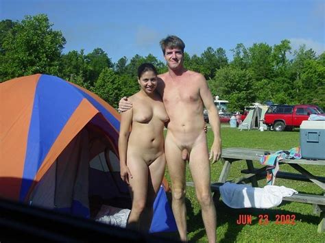 Showing Off His Nude Wife While Camping Nudeshots