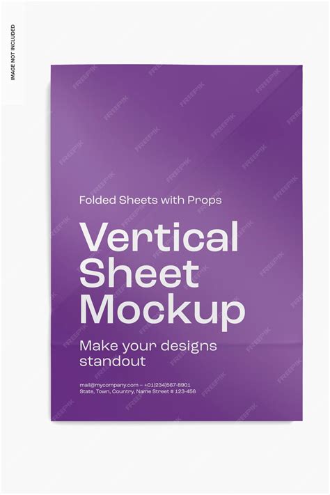 premium psd vertical sheet  fold marks mockup top view