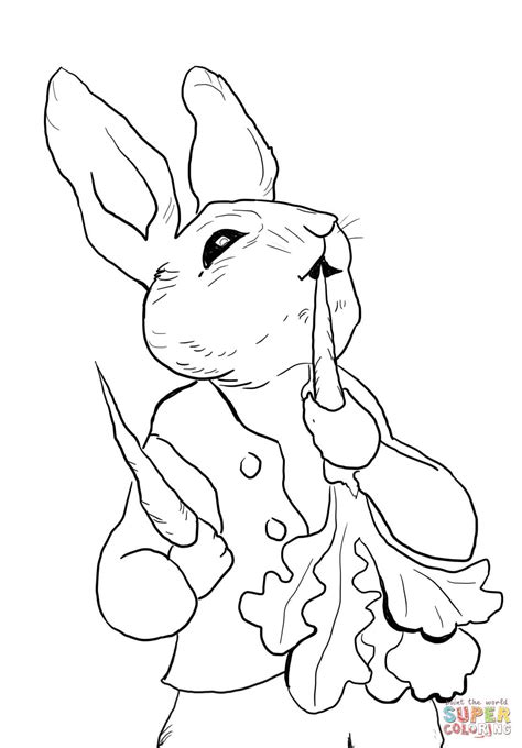 peter rabbit eating radishes coloring page  printable coloring pages