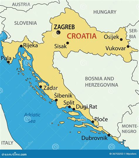 republic  croatia mapa  vetor ilustracao  vetor ilustracao de amarelo mapa