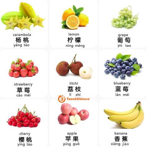 mandarin chinese words list fruits touchchinese