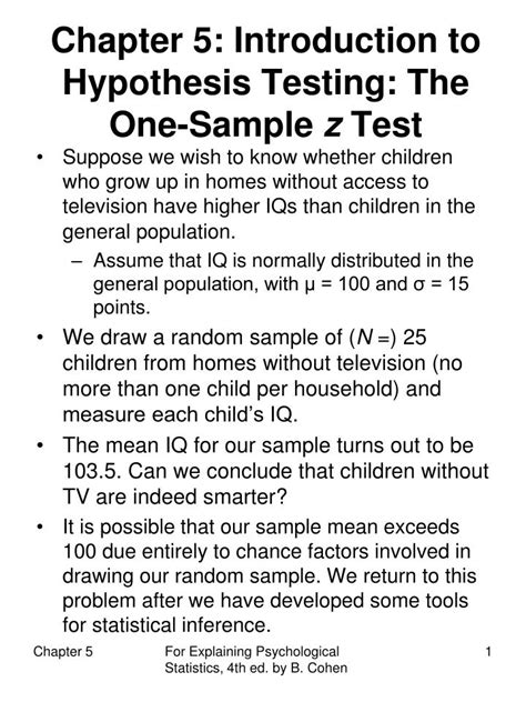 chapter  introduction  hypothesis testing   sample