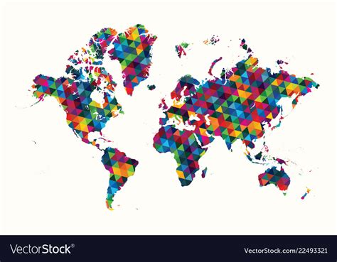 decorative world map abstract geometric pattern vector image