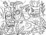Coloring Pages Hawaiian Kids Beach sketch template