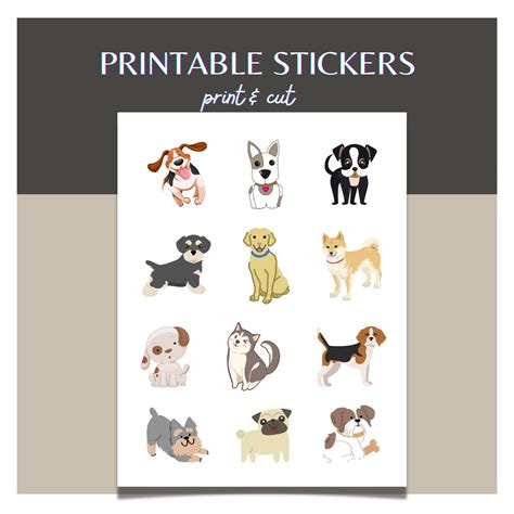 printable puppy stickers printable dog stickers puppy etsy