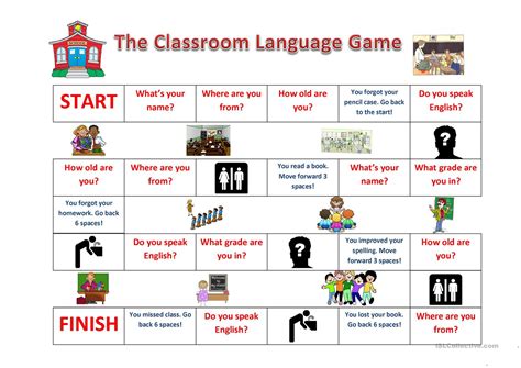 classroom language game english esl worksheets for