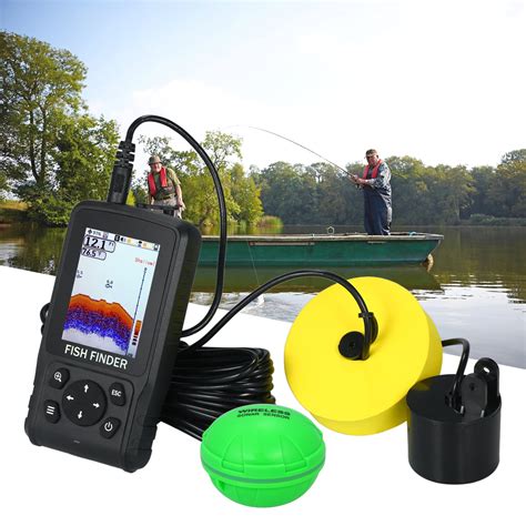 portable  lcd fish finder ft wired sensor ft wireless sensor depth fishing finder
