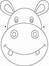Hippo Printable Kids Mask Animal Coloring Masks Studyvillage Templates sketch template