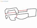 P90 Gun Draw Step Easy sketch template