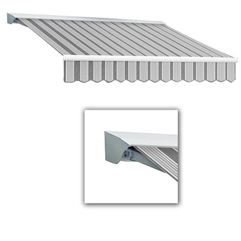 awntech  ft wide   ft projection light graydark graywhite striped slope patio retractable