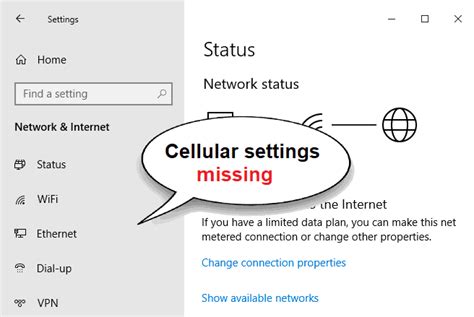 fix cellular missing  network internet settings