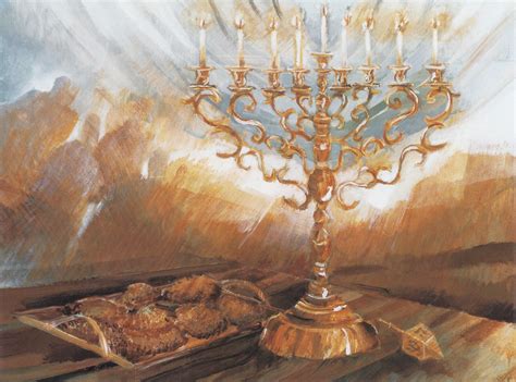 chanukah painting menorah judaica art  rochelle blumenfeld