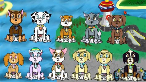 Pups In Diapers Ready For Action With Background By