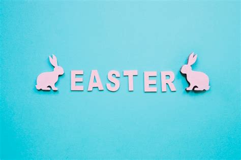 easter word  small rabbits  photo