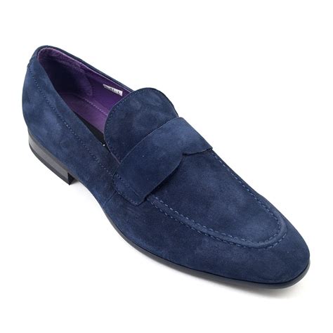 shop mens navy suede loafers gucinari mens loafers