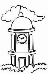 Coloring Tower Clock Pages Netart Drawing sketch template