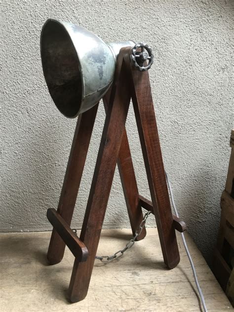 vintage industriele lamp tafellamp burolamp bureaulamp landelijk middel industrieel hout metaal