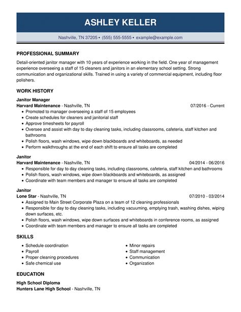 janitor resume examples janitorial livecareer