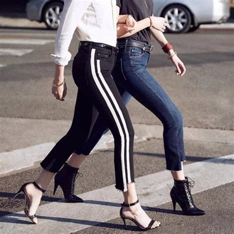 Hualong Women Fashion Stripe High Rise Skinny Jeans