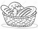 Bread Coloring Basket Clipart Food Vector Clip Drawing Fresh Rolls Tasty Loafs Cartoon Pages Contour Stock Kids Mailbox Para Colorear sketch template