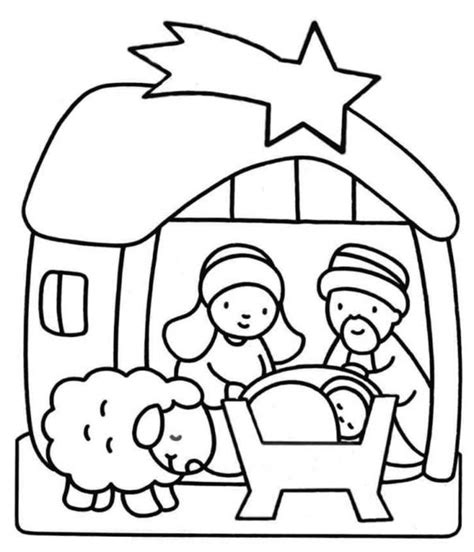 nativity scene  kindergarten kids coloring page coloring sky