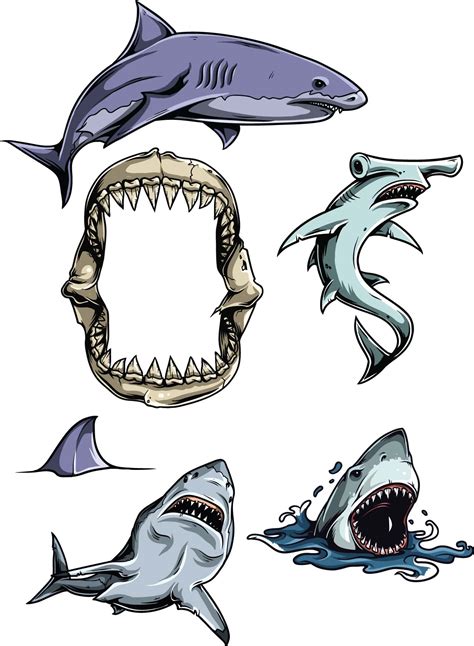 sharks vector clipart set