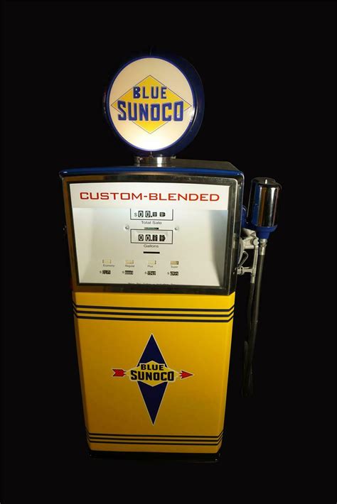 highly sought   sunoco gasoline wayne custom blended restored service station gas pump