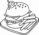 Coloring Fries Pages Burger French Kids sketch template