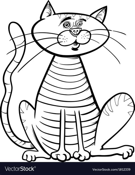 sitting cat cartoon coloring page royalty  vector image