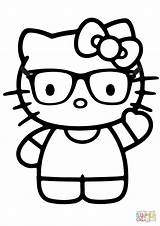Kitty Hello Coloring Pages Nerd Glasses Drawing Color Printable Colouring Cute Sheets Cartoon Print Kids Kitten sketch template