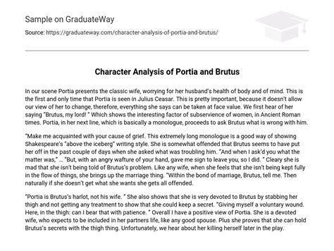 ⇉character Analysis Of Portia And Brutus Essay Example Graduateway