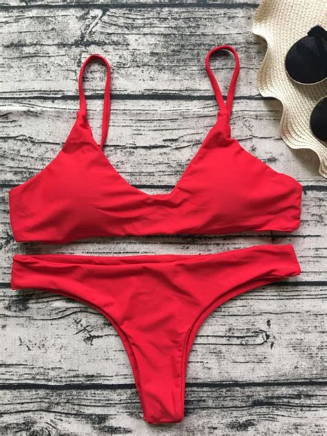 Melphieer Red Bikini Bandage Bikinis Women Brazilian Push Up Bikini Set