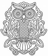 Skull Owl Coloring Sugar Pages Calavera Printable Mandala Print Sheet Drawing Color Skulls Tattoo Popular Book Templates sketch template