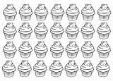 Kitty Hello Cup Cupcakes Coloring Complex Pages Cakes Adults Cake Food Adult sketch template
