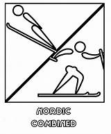Coloring Olympics Winter Pages Printable Nordic Combined sketch template