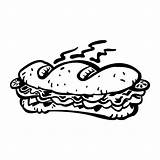 Sandwich Vector Bread Submarine Tomato Lettuce Meat Lunch Cartoon Vecteezy sketch template