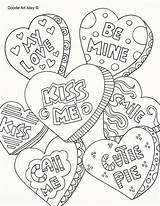 Coloring Pages Valentine Heart Valentines Printable Candy Conversation Hearts Adult Adults Doodle Colouring Sheets Color Alley Books Printables Cards Funny sketch template