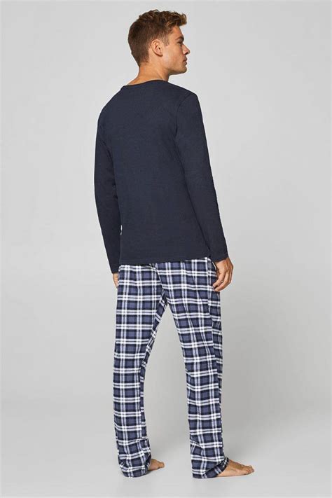 esprit heren pyjama met flanellen broek bolcom