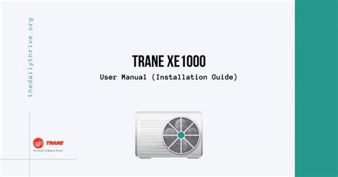 trane xe user manual installation guide