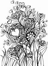 Coloring Pages Zentangle Flowers Hearts Dover Adult Heart Drawing Publications Book Printable Doodle Mandala Color Adults Zen Flower Quotes Silhouette sketch template
