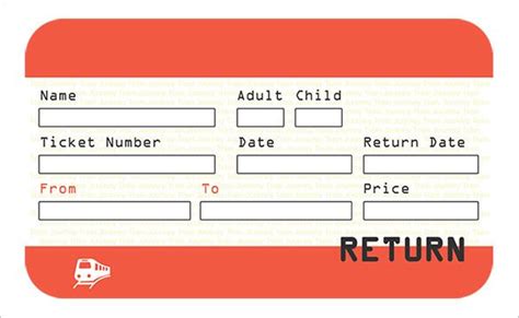 printable train ticket template  printable word searches