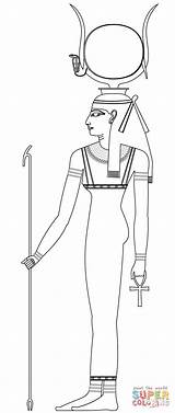 Hathor Coloring Colorare Supercoloring Egizi Disegni Antichi Divinita Egizia Mentve sketch template