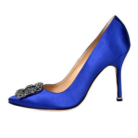 new manolo blahnik carrie bradshaw blue satin shoes lanza heels in box 37 5 at 1stdibs