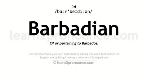 Pronunciation Of Barbadian Definition Of Barbadian Youtube