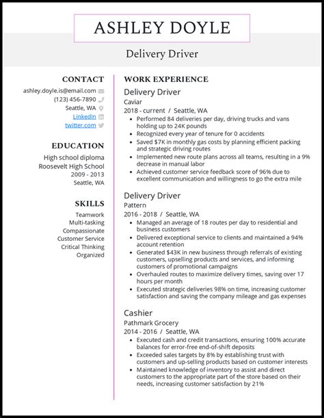 delivery driver resume  amp writing tips   riset